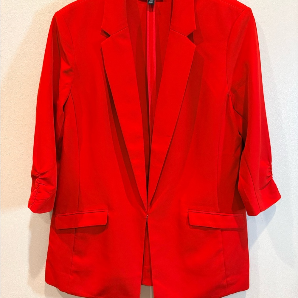 INC International Concepts Bright Red Open-Front Blazer Size Large